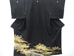 アンティーク　金彩友禅寺院風景模留袖(比翼付き)